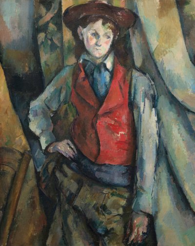 Niño con chaleco rojo de Paul Cézanne